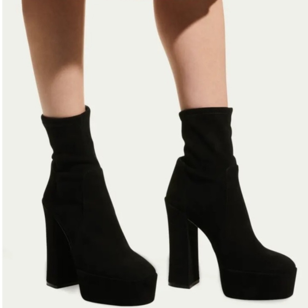 🌹STUART WEITZMAN🌹 Skyhigh Black Platform Booties In Black Size: 9 - Picture 2 of 14